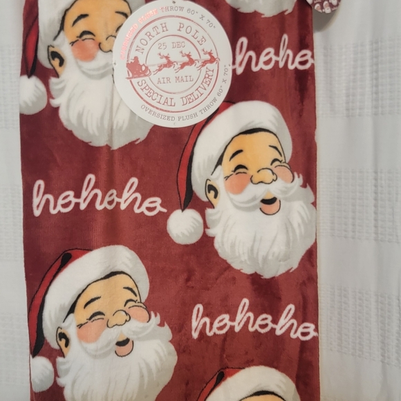 Santa Hohoho Oversized Plush Throw Blanket North Pole New 60x70 - Picture 2 of 3